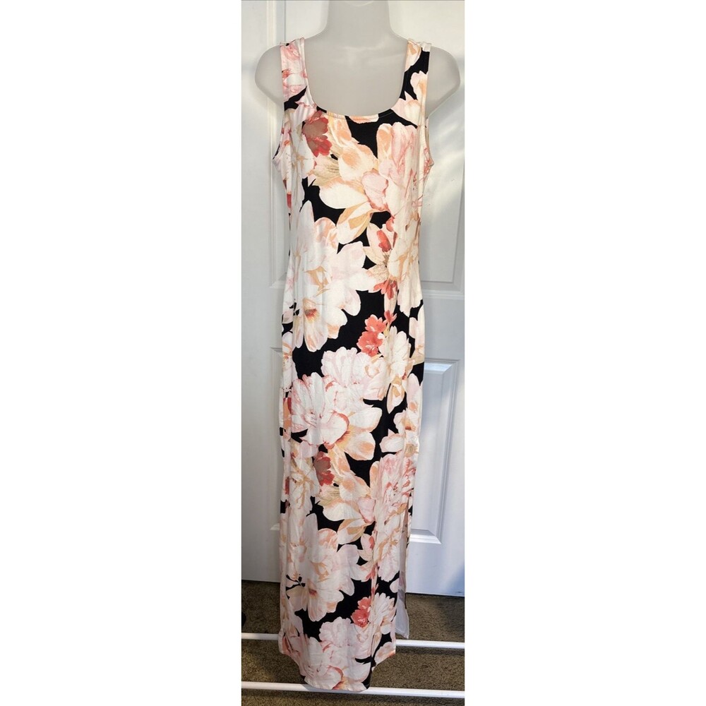 Maxi L tank dress Side Slit long bodycon stretch Sexy Sleep Lounge Soft Girl - Picture 2 of 9
